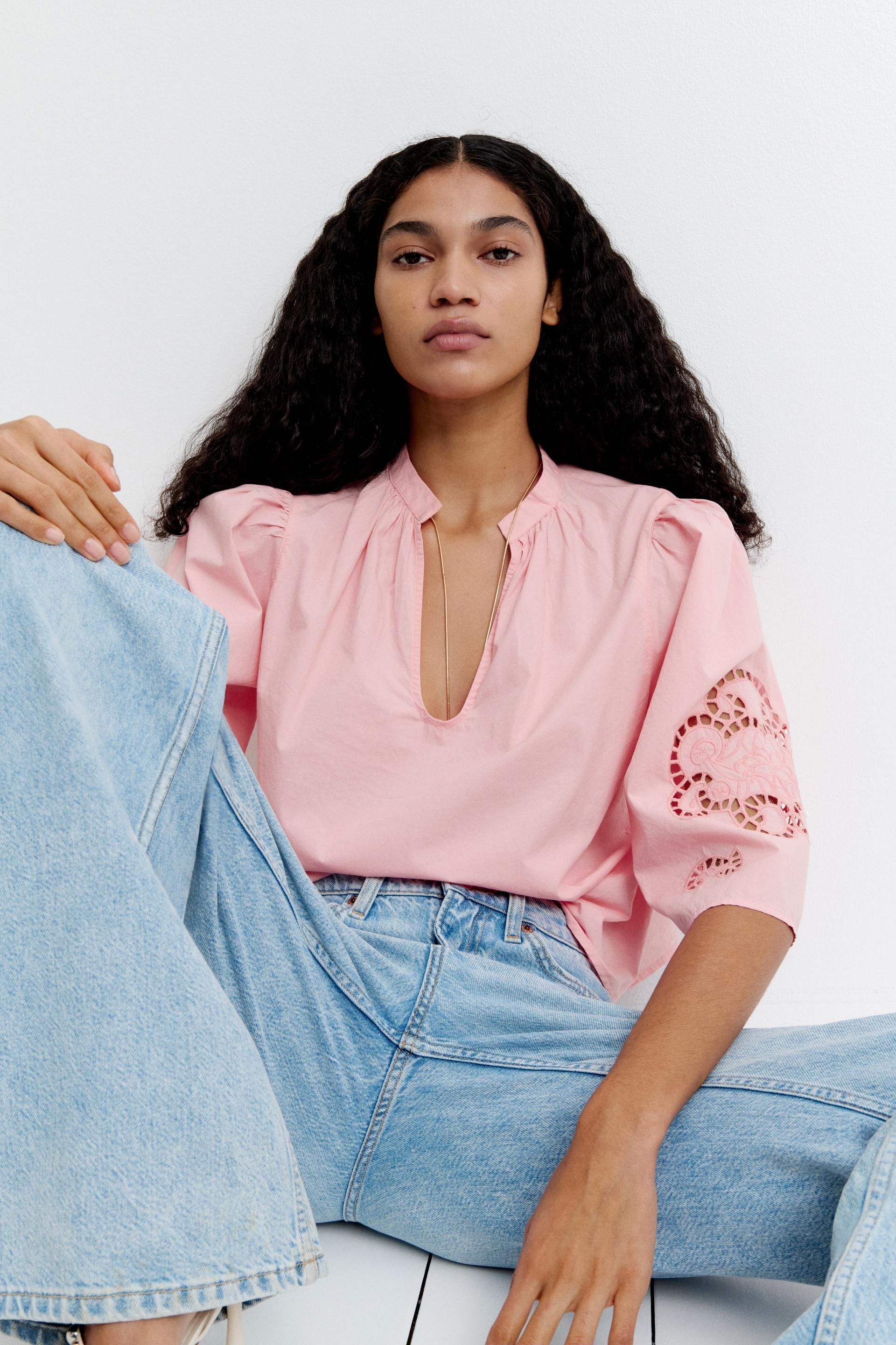 blouse with eyelet embroidery