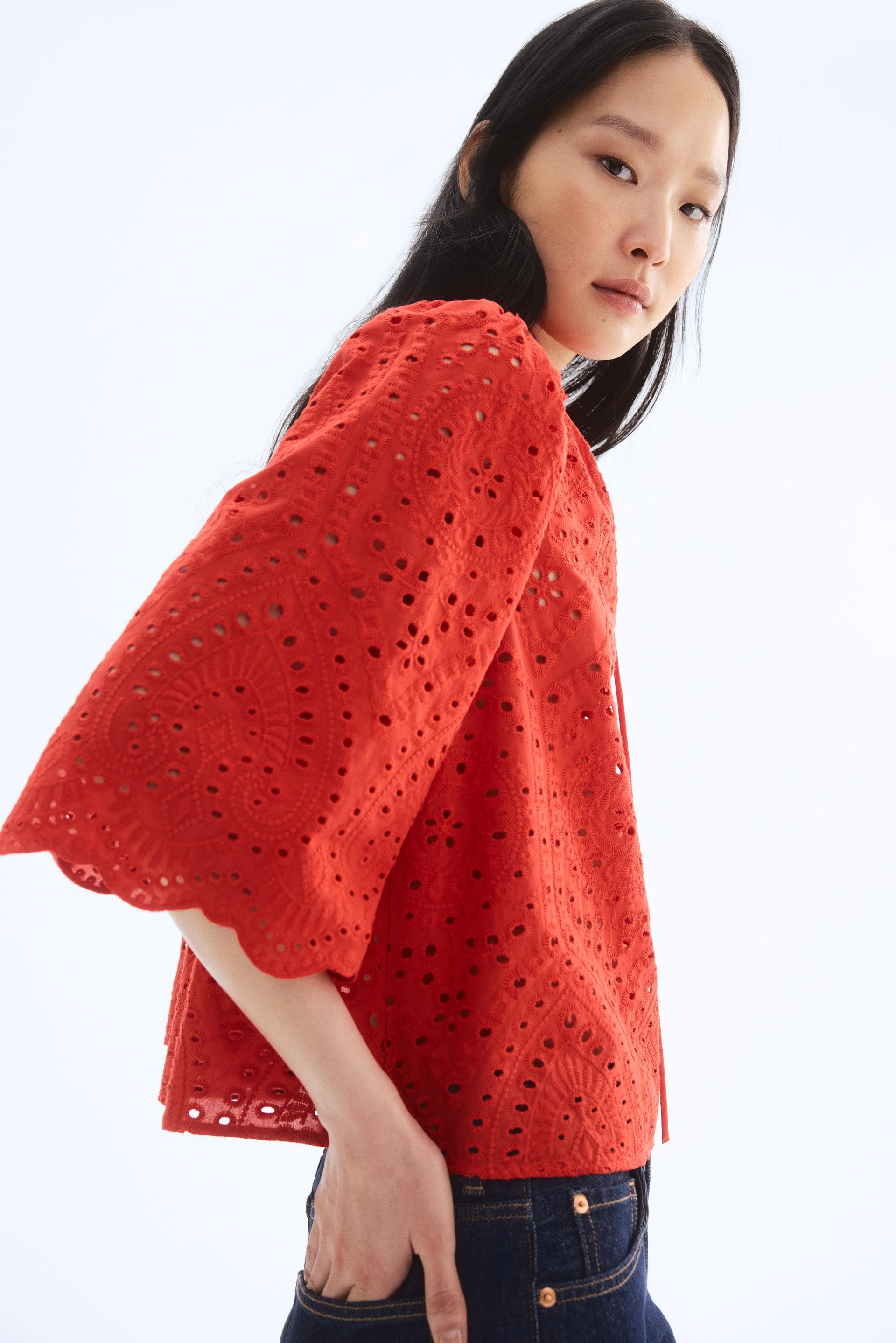 blouse with eyelet embroidery