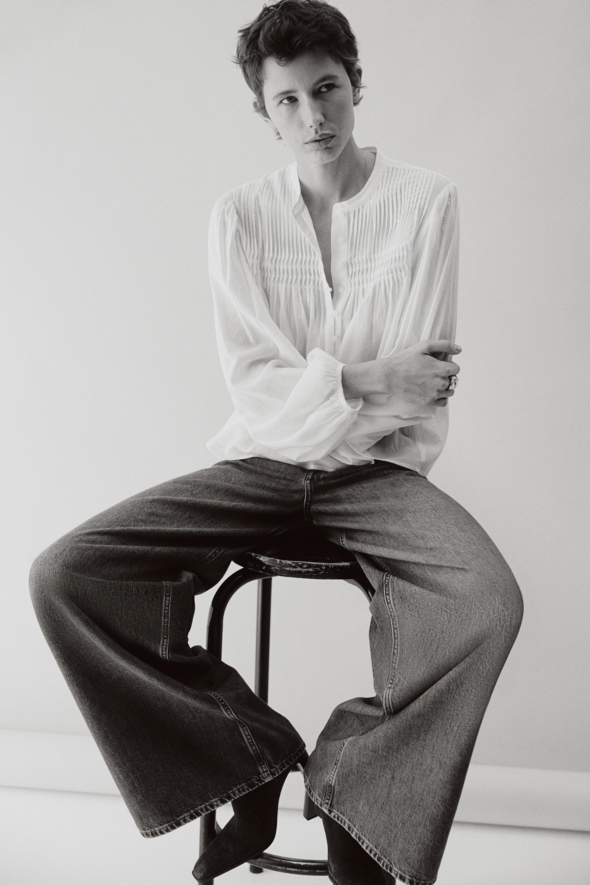 blouse with pintucks