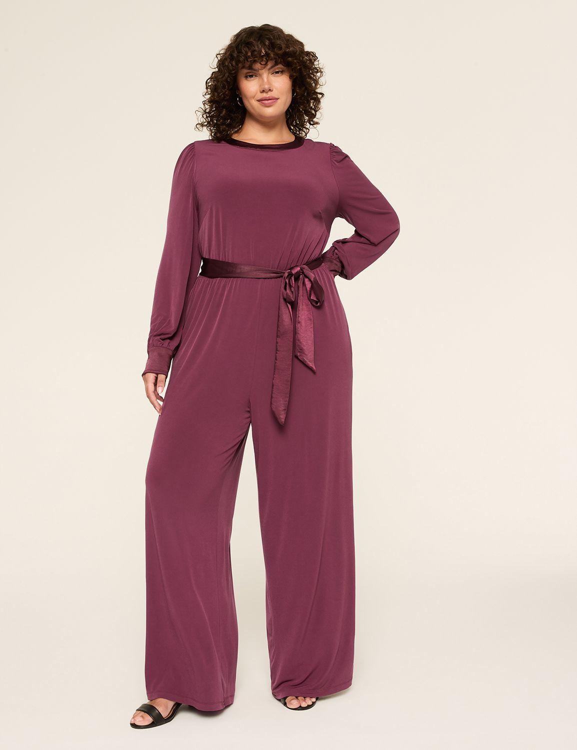 blouson-sleeve wide leg jersey jumpsuit