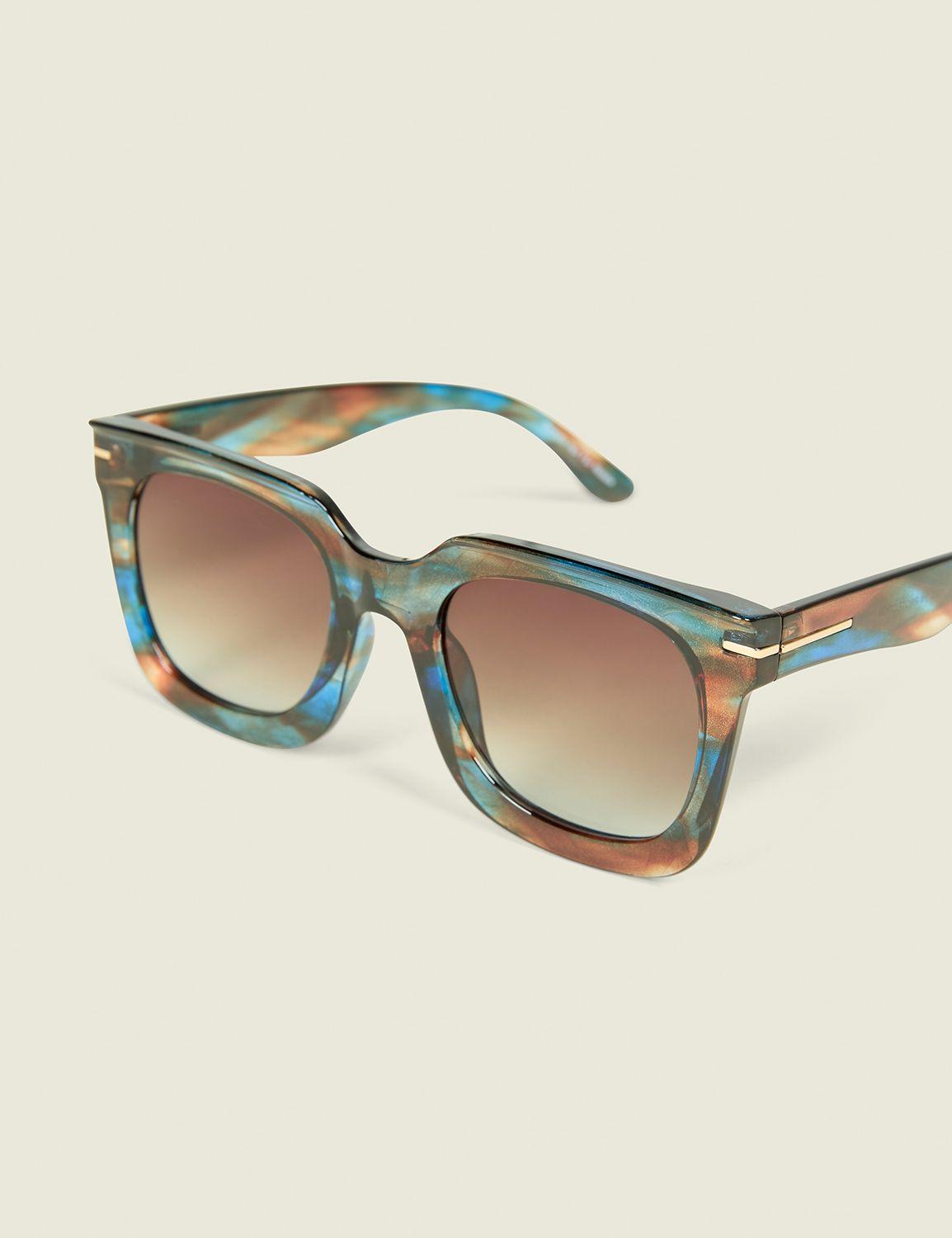 blue & brown tort square sunglasses