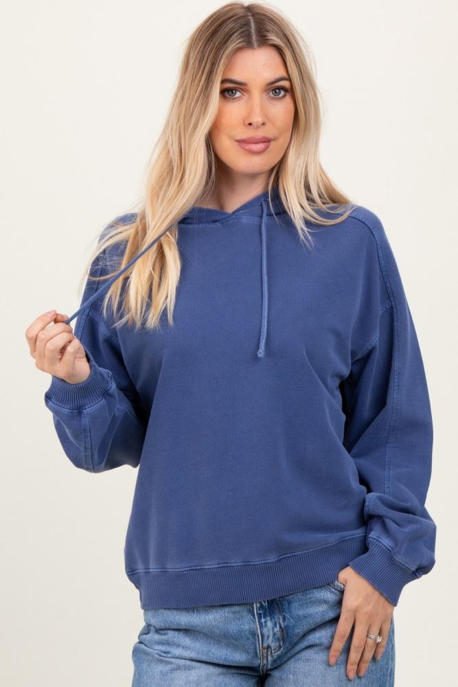 blue french terry hooded sweatshirt