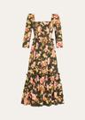 blue hill printed cotton sateen midi dress