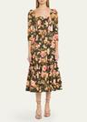 blue hill printed cotton sateen midi dress