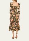blue hill printed cotton sateen midi dress