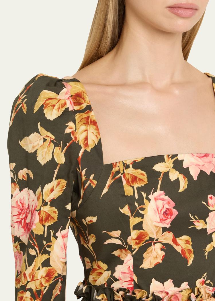 blue hill printed cotton sateen midi dress