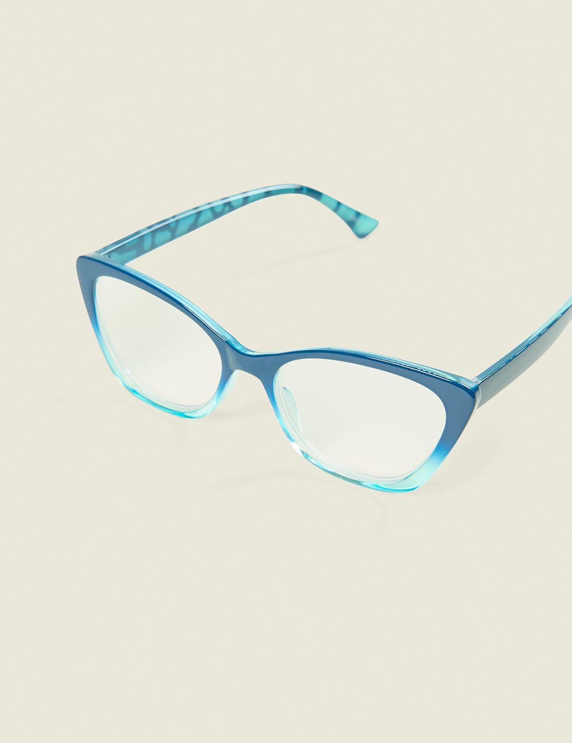 blue ombre cateye reader glasses