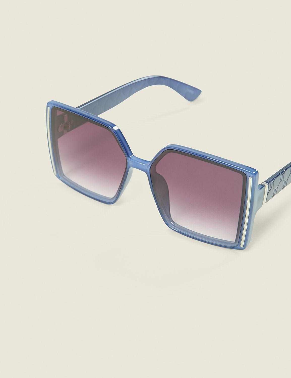 blue quilted square sunglasses