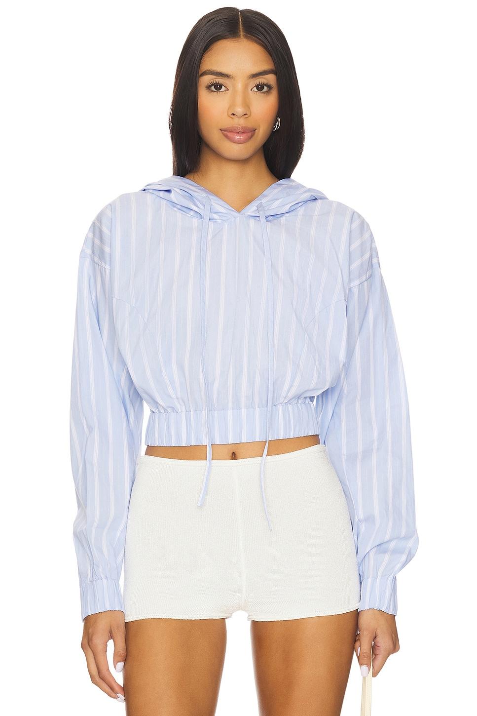 blue stripe hoodie top