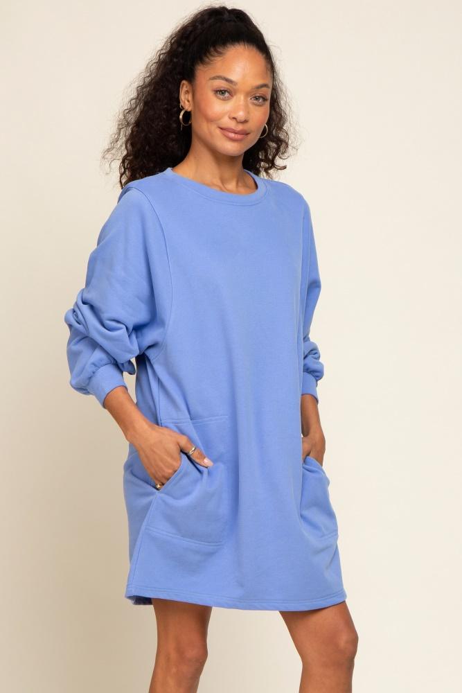 blue ultra soft sweatshirt dress