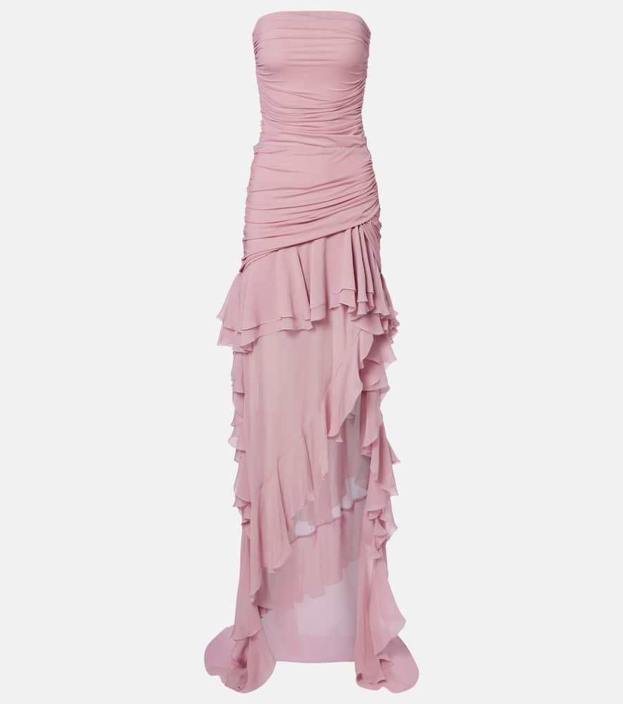 blumarine asymmetric ruffled georgette gown