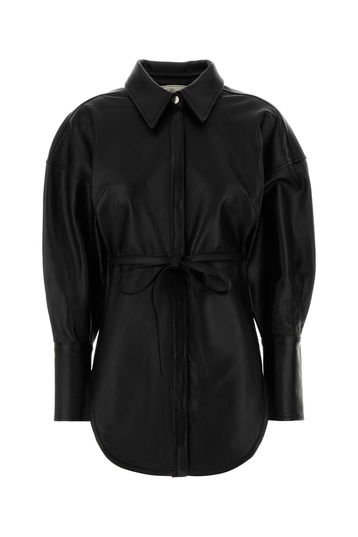 blumarine black leather shirt