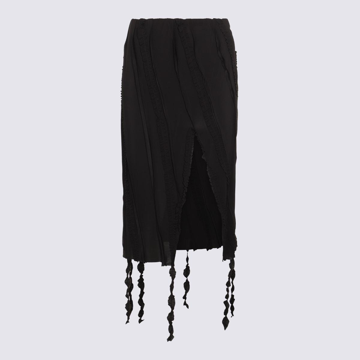 blumarine black viscose midi skirt