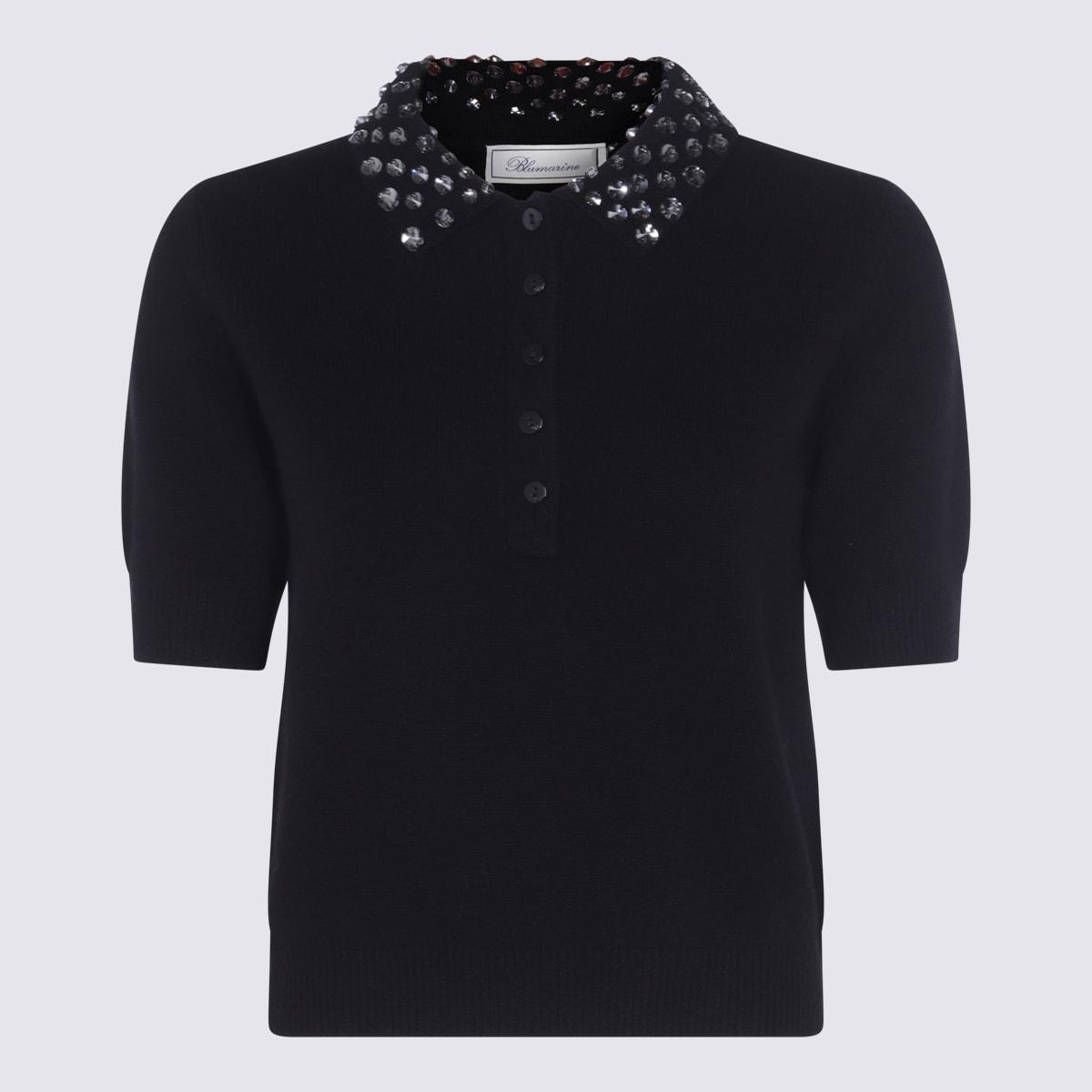 blumarine black wool polo shirt