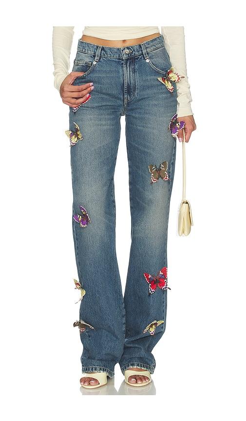 blumarine butterfly boyfriend jean in blue.