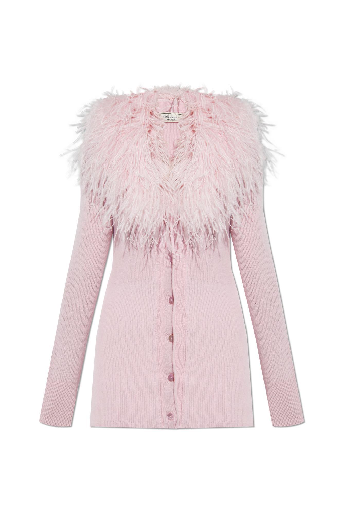 blumarine cardigan with ostrich feathers