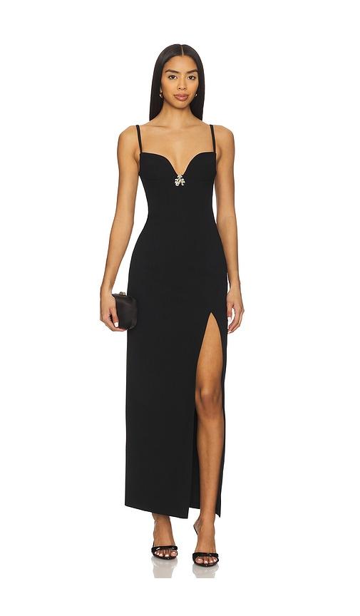 blumarine crepe double dress in black.