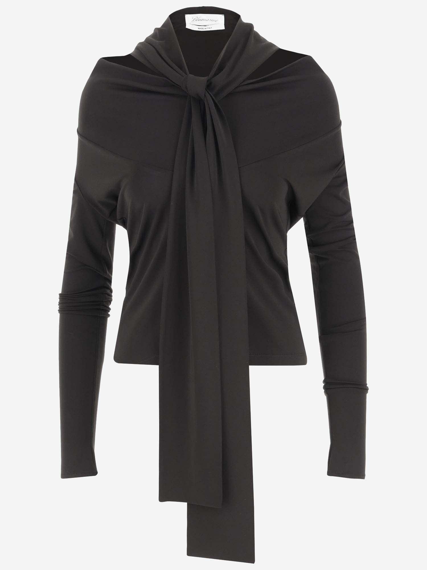 blumarine crepe jersey blouse with scarf