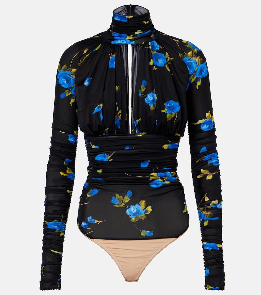 blumarine cutout floral jersey bodysuit