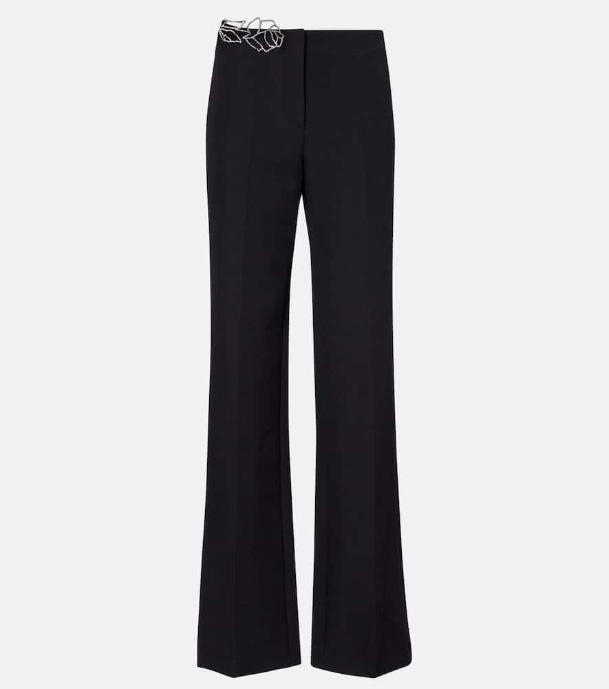 blumarine embellished crêpe cady flared pants
