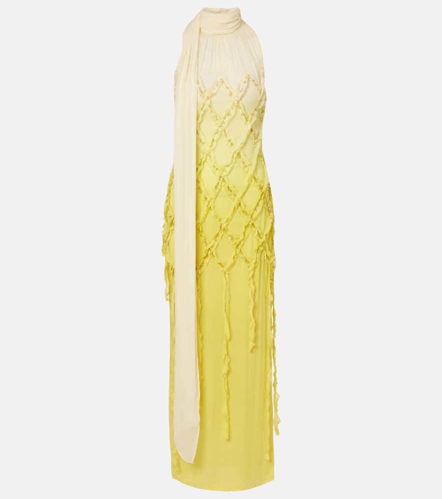 blumarine embellished crepon maxi dress