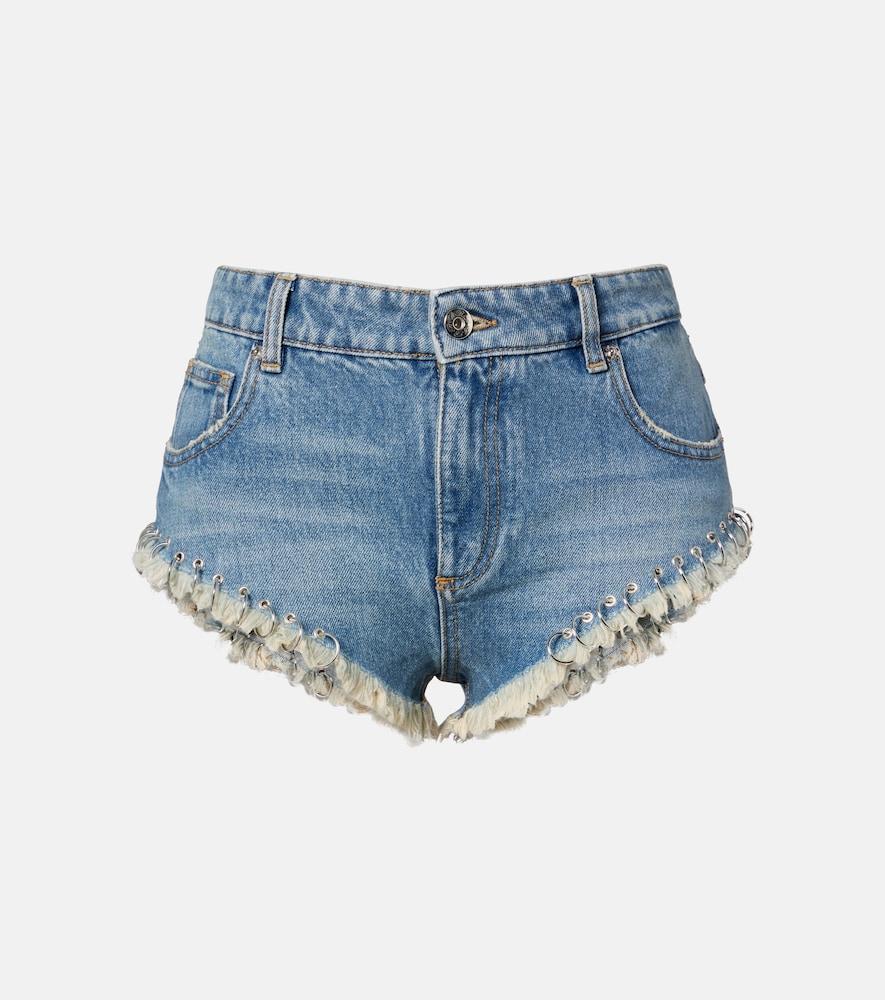 blumarine embellished denim shorts