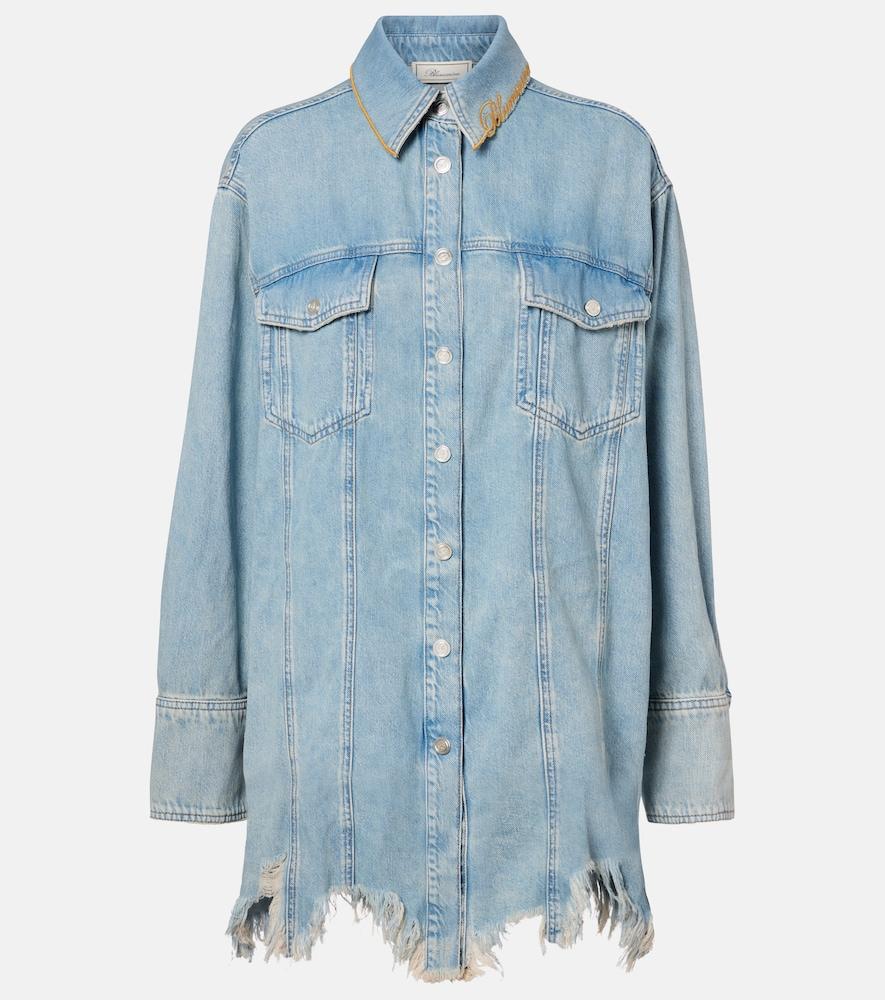 blumarine embroidered denim overshirt