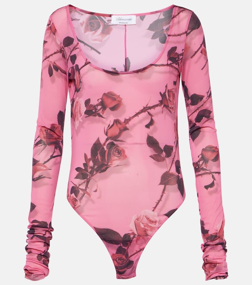 blumarine floral printed bodysuit