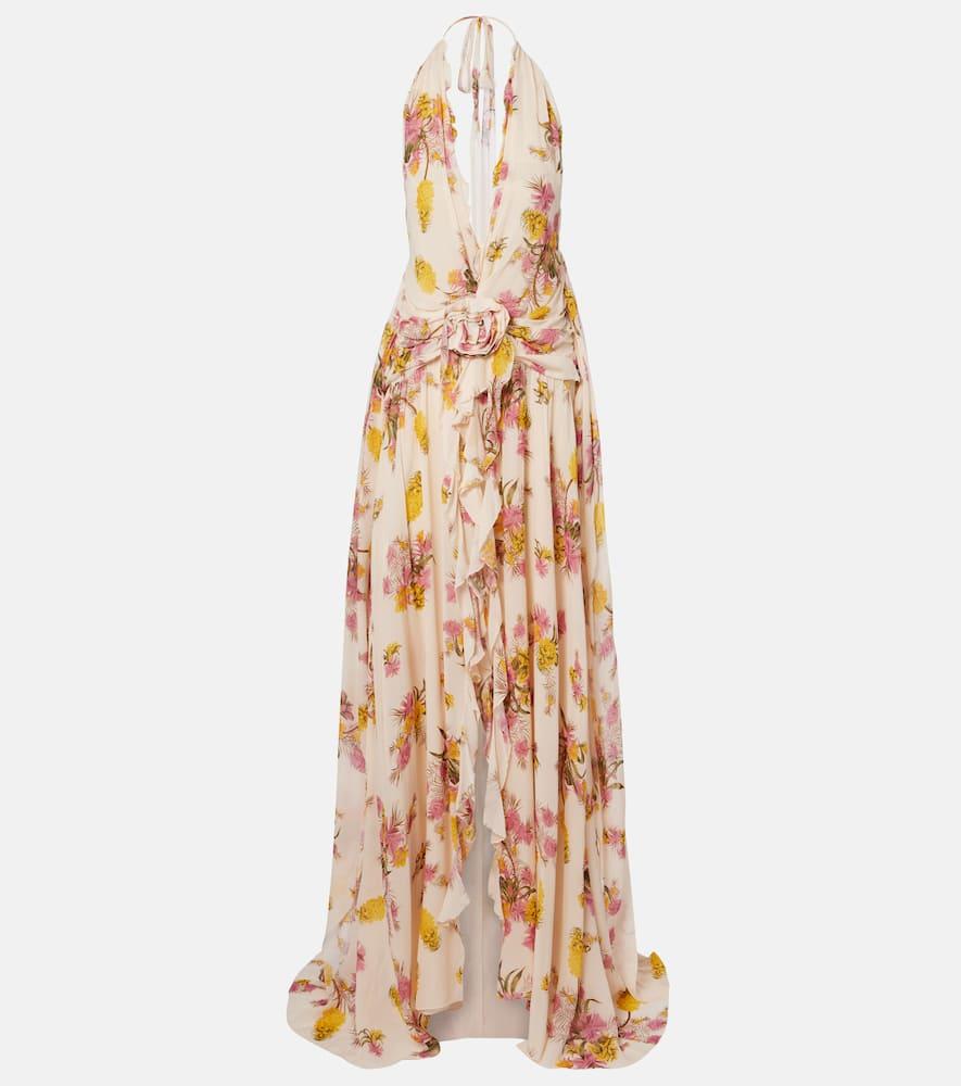 blumarine floral ruffled georgette gown