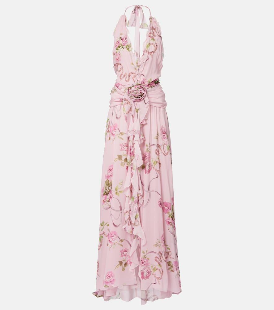 blumarine floral ruffled georgette maxi dress