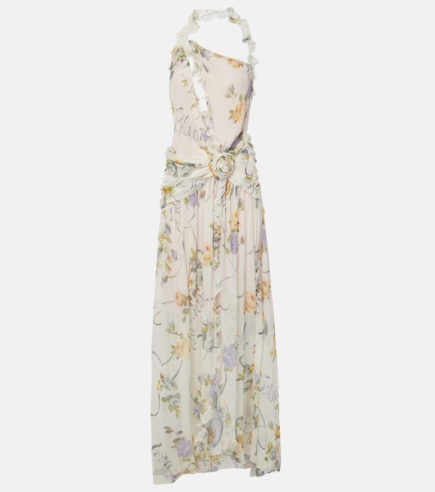 blumarine floral silk creponne maxi dress