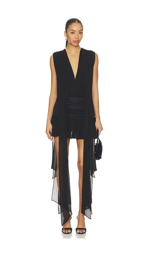 blumarine georgette dress with jersey in black.