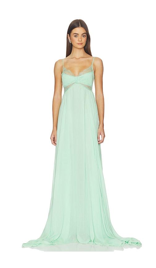 blumarine georgette plisse dress in mint.
