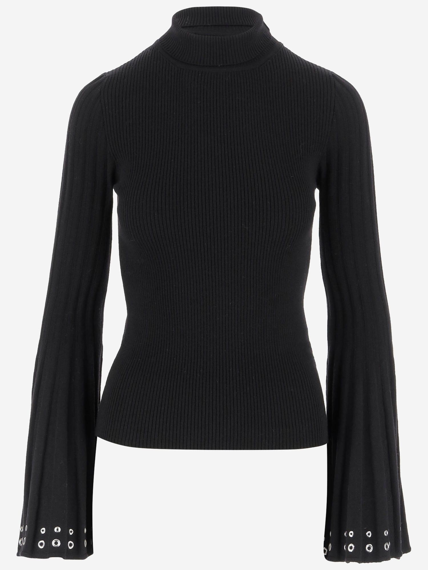 blumarine high-neck sweater with flared sleeves