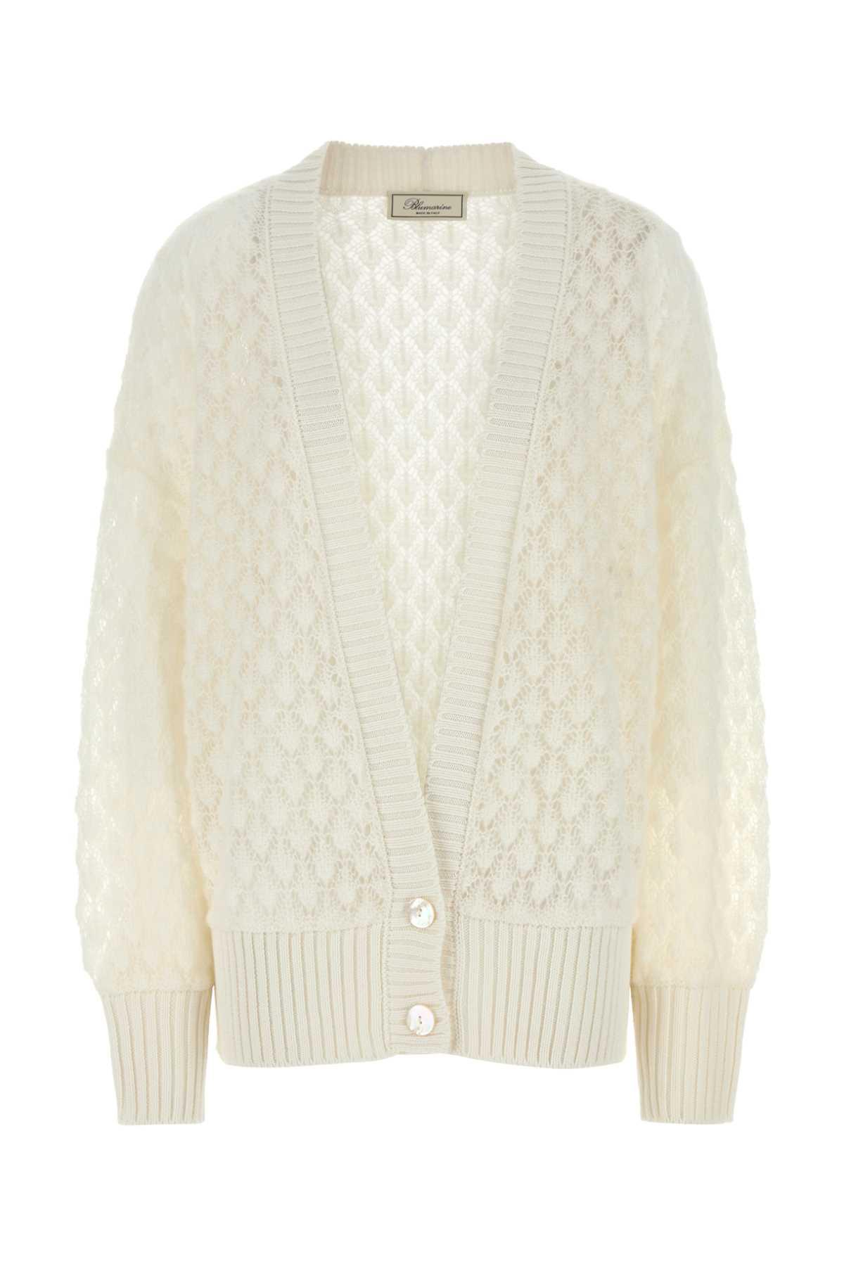 blumarine ivory nylon blend oversize cardigan