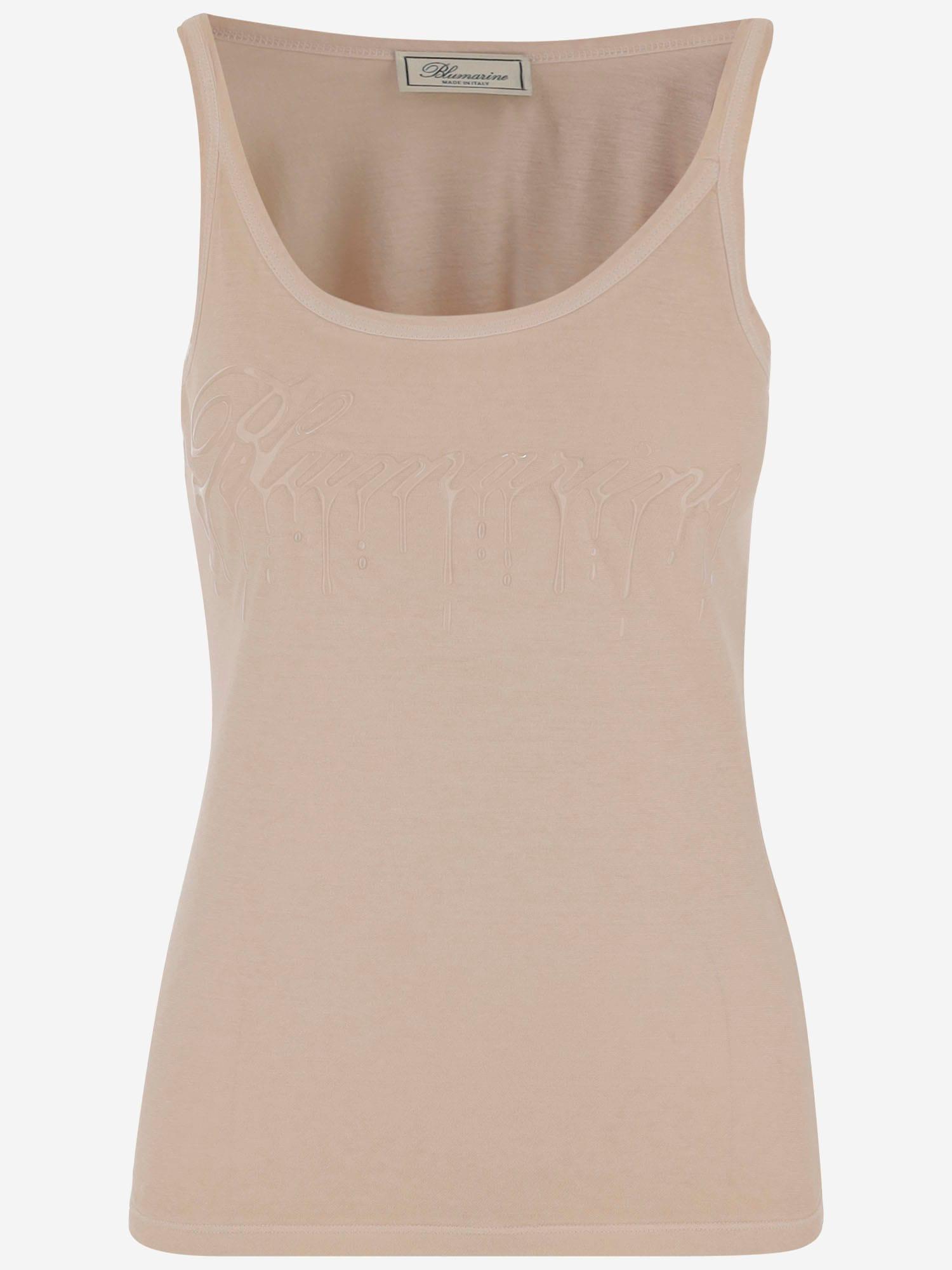 blumarine jersey top with cast-effect logo
