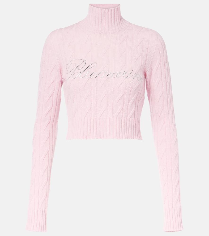 blumarine logo cropped wool and cashmere sweater