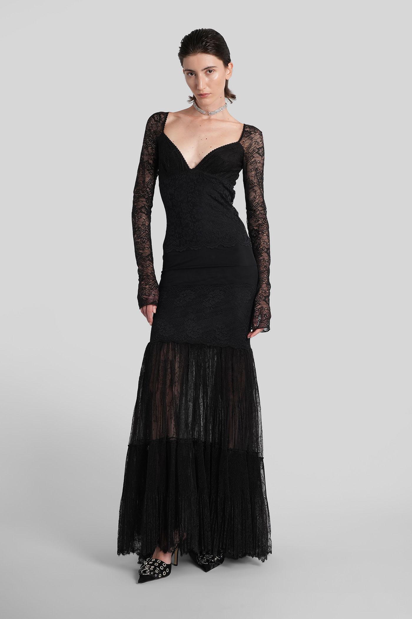 blumarine long dress in black polyester