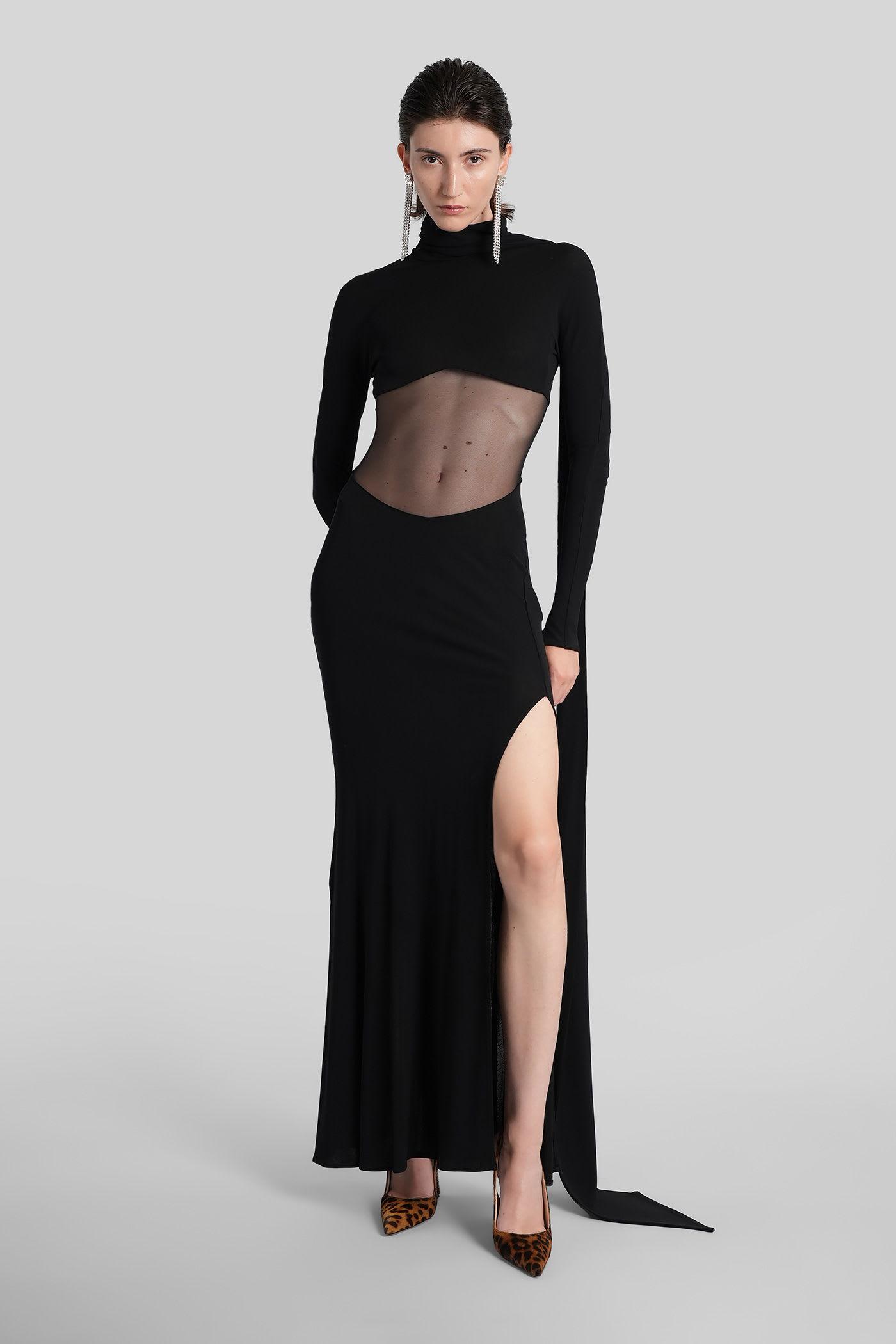 blumarine long dress in black viscose