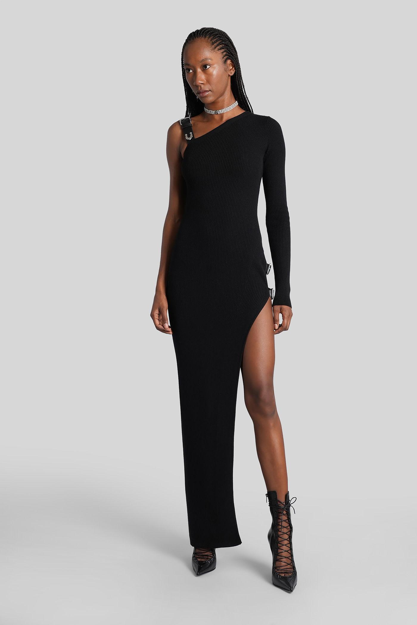blumarine long dress in black wool