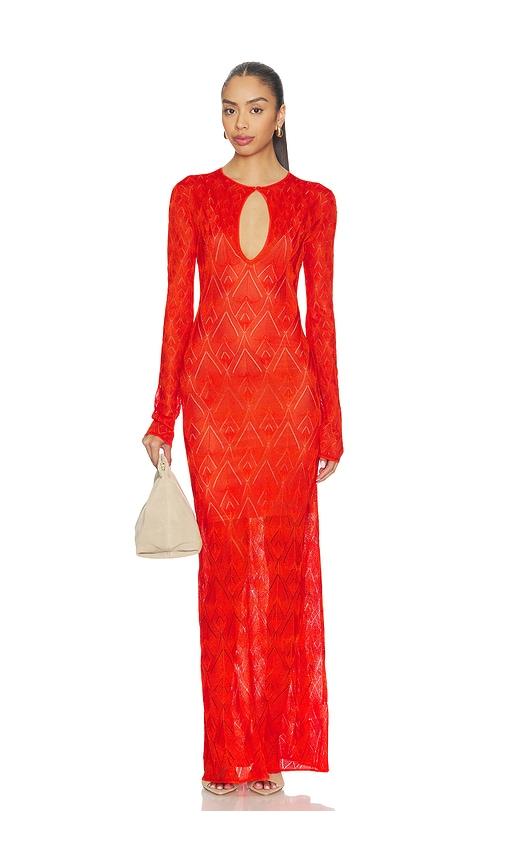blumarine long knit dress in orange.