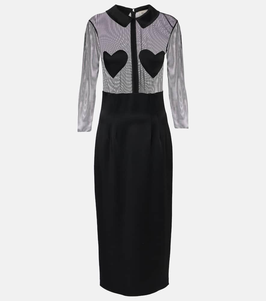 blumarine mesh and satin midi dress