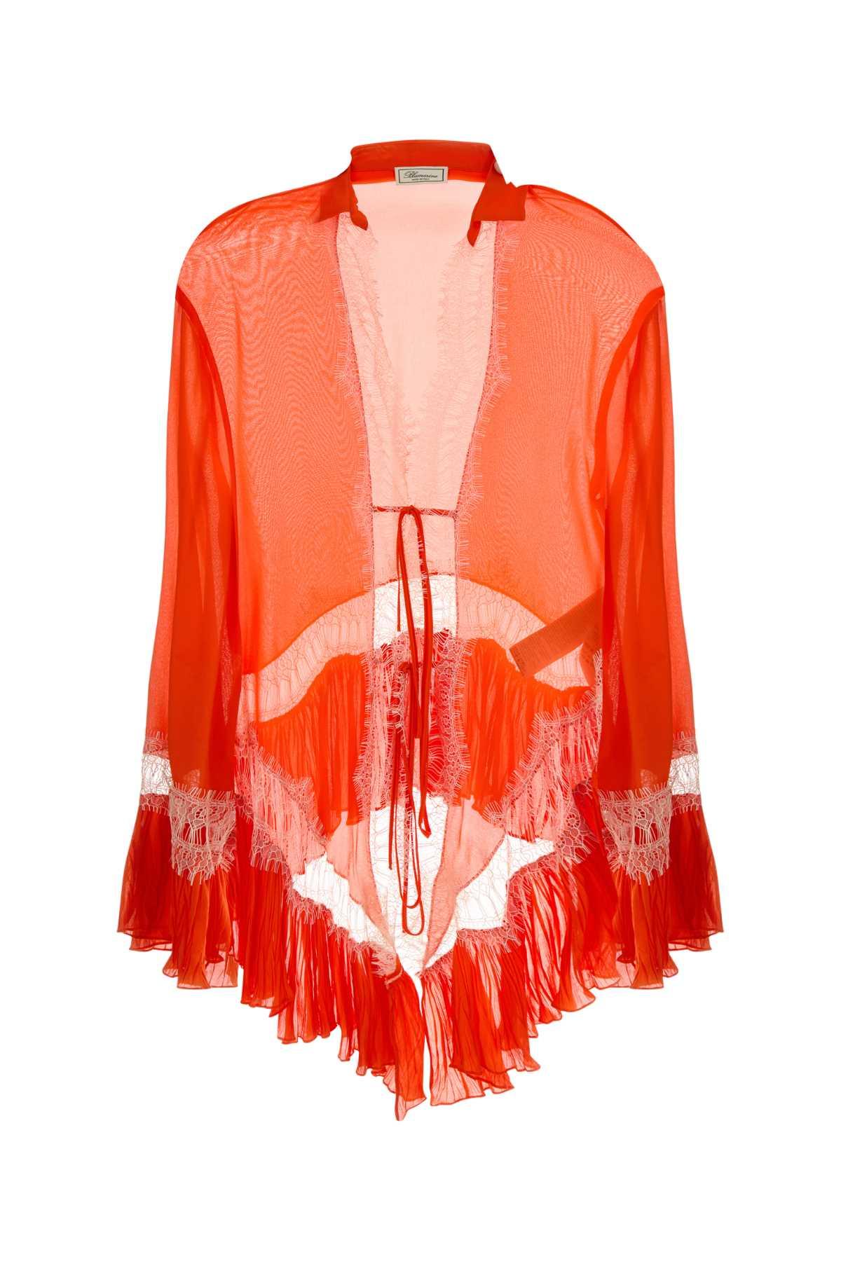 blumarine orange chiffon blouse