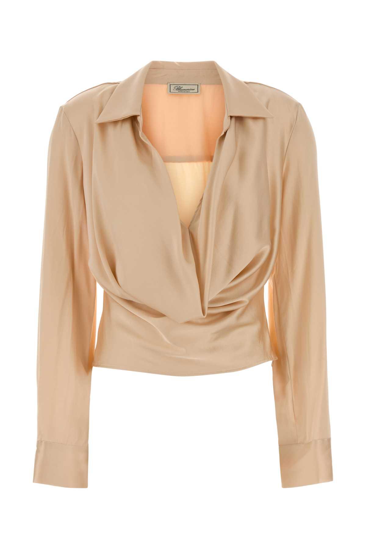 blumarine peach stretch satin blouse