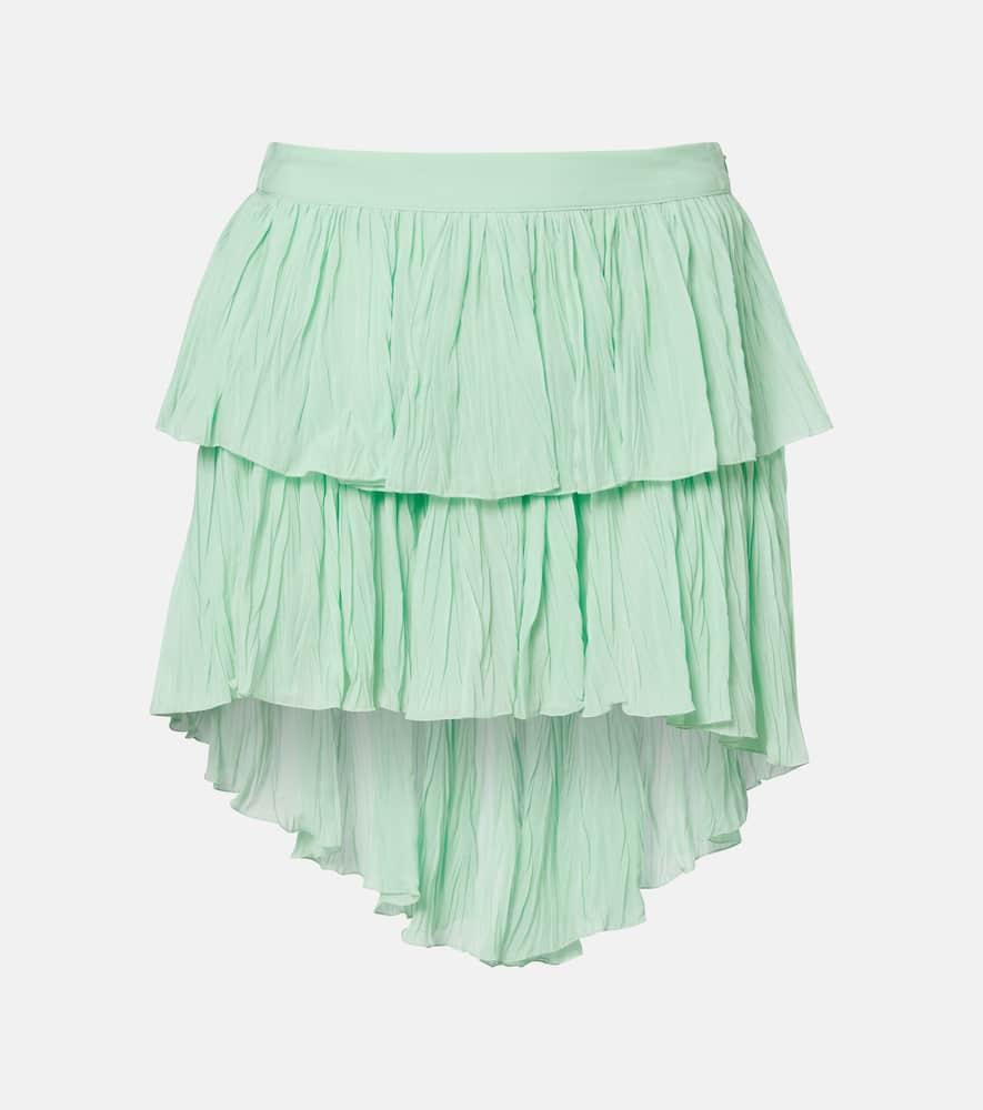 blumarine plissé tiered georgette miniskirt