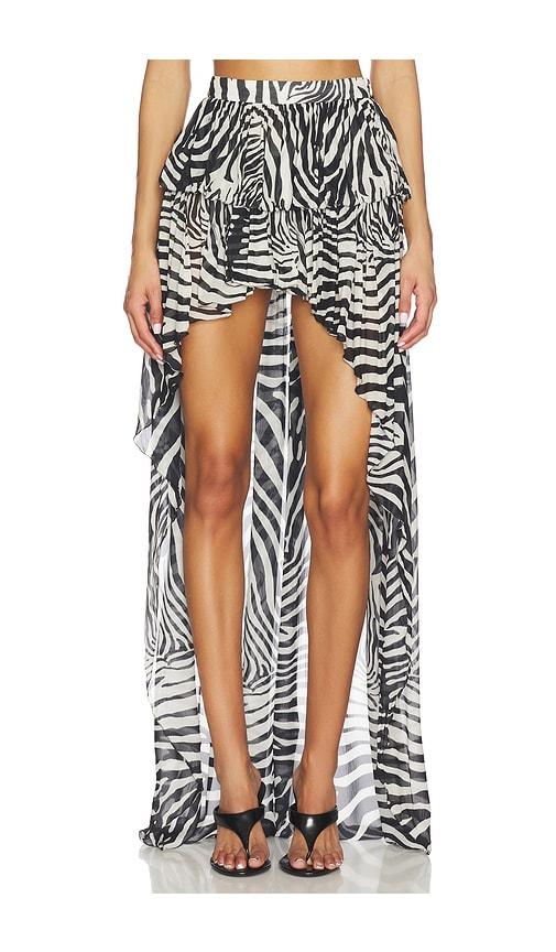 blumarine print chiffon skirt in black,white.