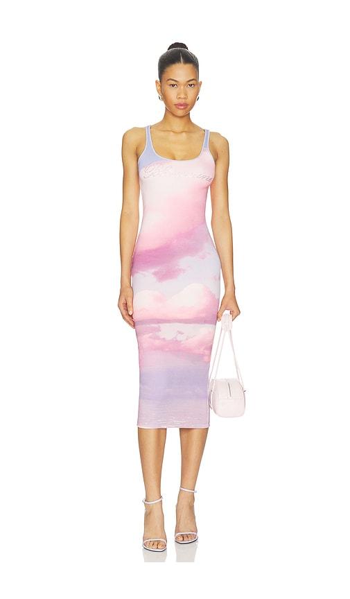 blumarine print jersey dress in lavender.
