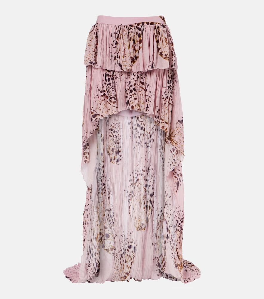 blumarine printed asymmetric georgette maxi skirt