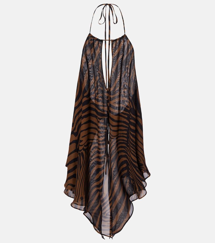 blumarine printed asymmetric halterneck top