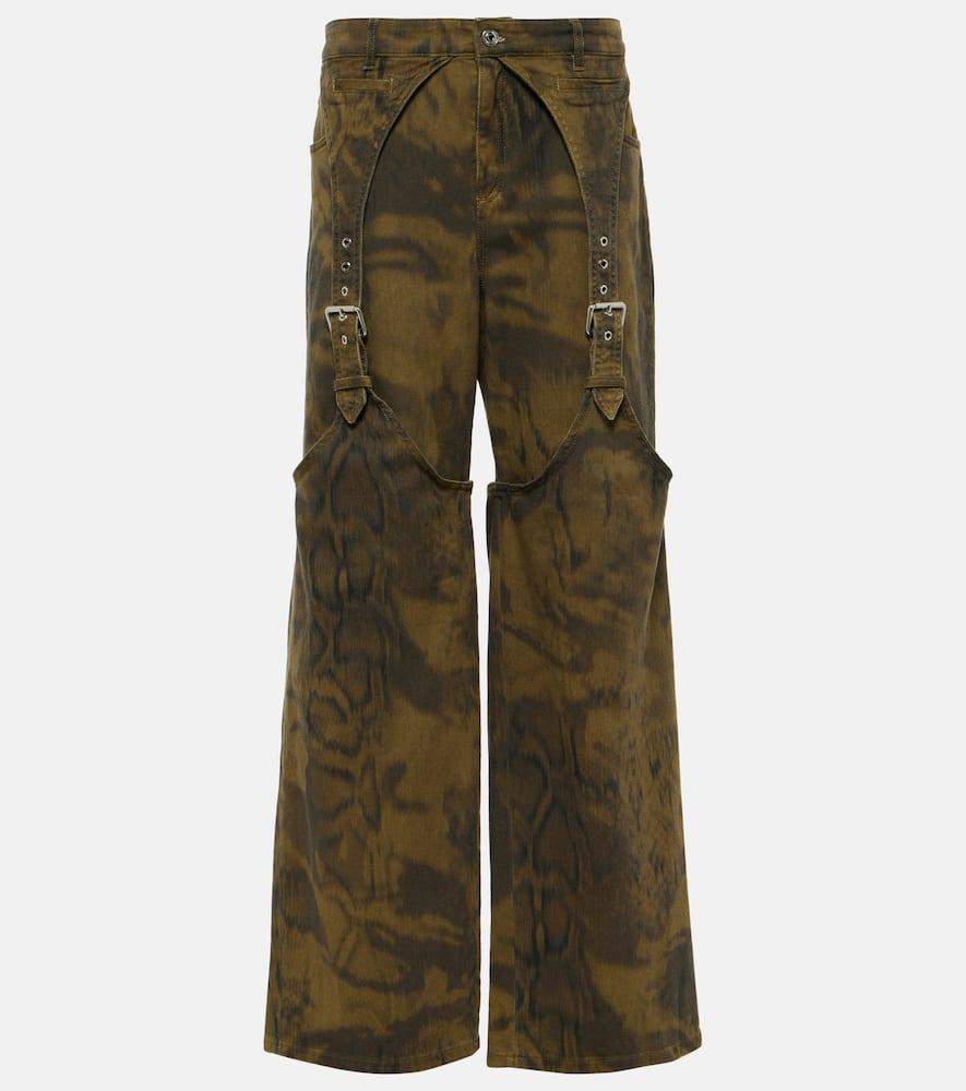 blumarine printed denim wide
